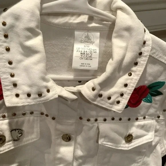 Disney White Jean Jacket with Red Floral Embroidery - Picture 4 of 8